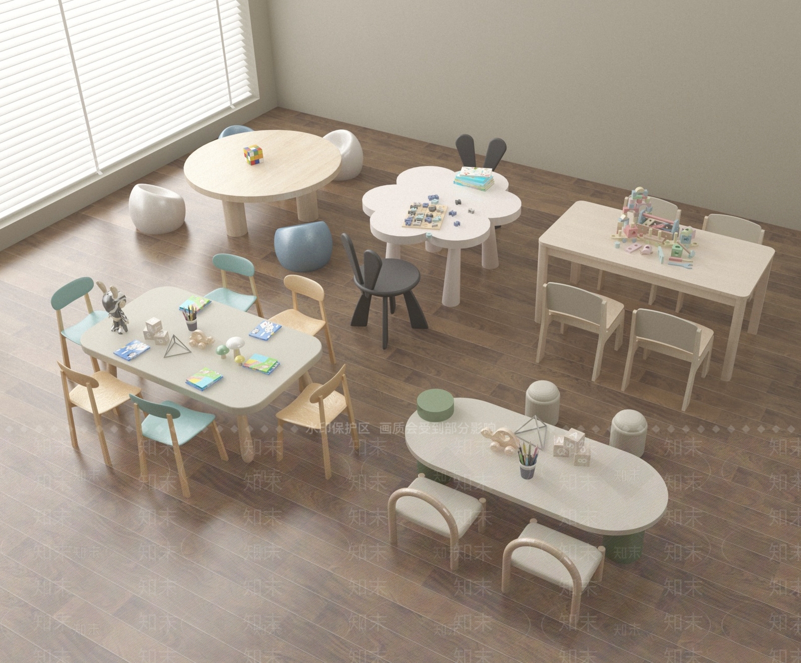 现代儿童桌椅3D模型下载【ID:1186894848】