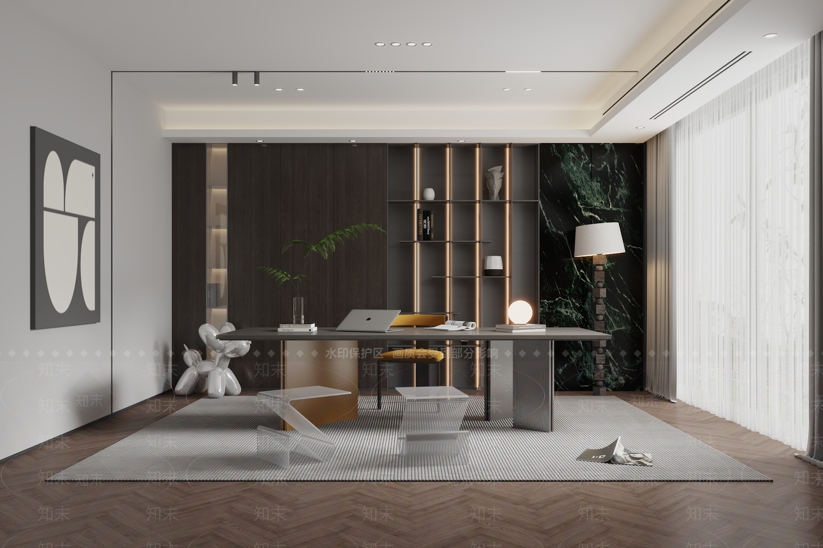 现代书房3D模型下载【ID:1186897174】