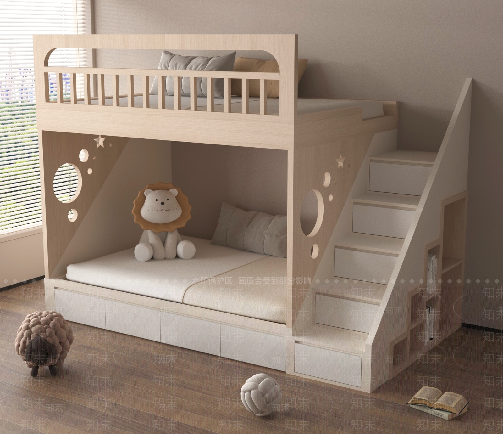 现代上下床3D模型下载【ID:1186899303】