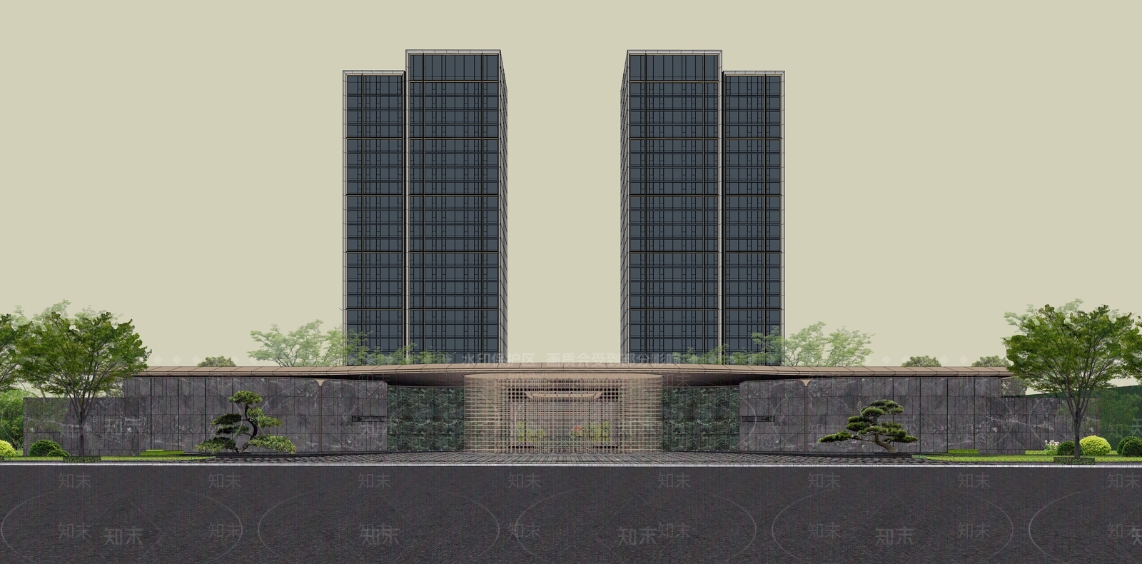 现代轻奢小区建筑SU模型下载【ID:1186899821】