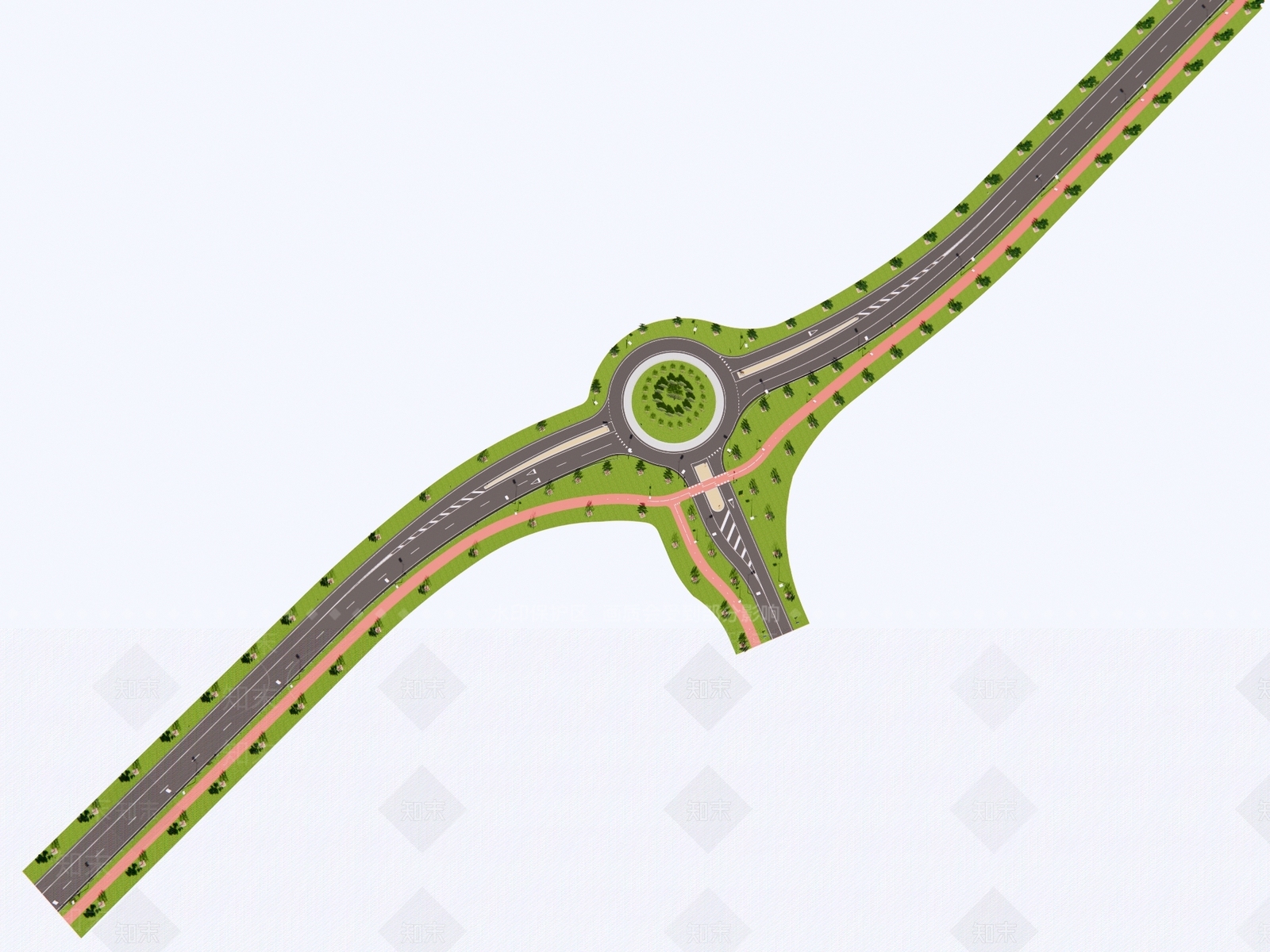 现代新中式道路SU模型下载【ID:1186899785】