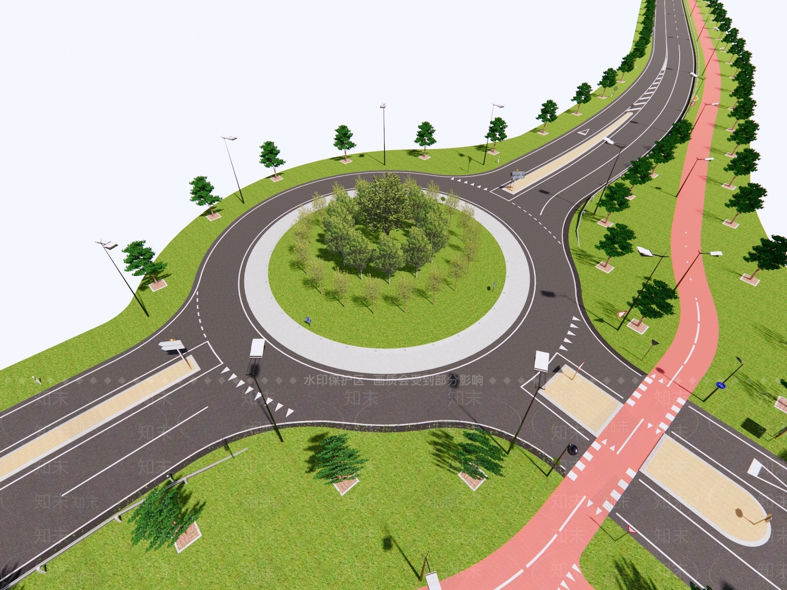 现代新中式道路SU模型下载【ID:1186899785】