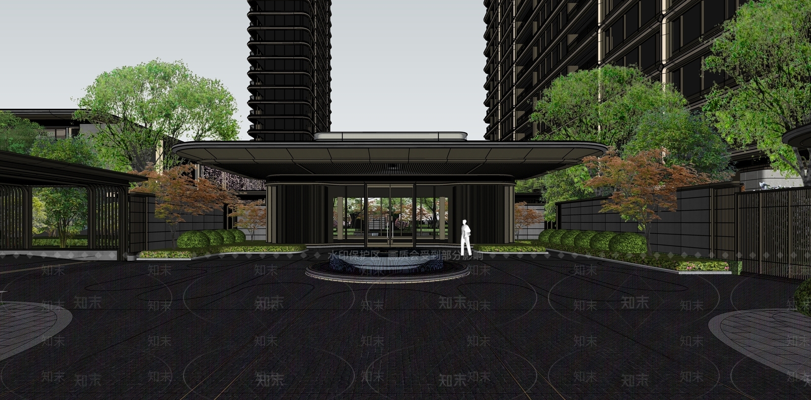 现代轻奢小区建筑SU模型下载【ID:1186903862】