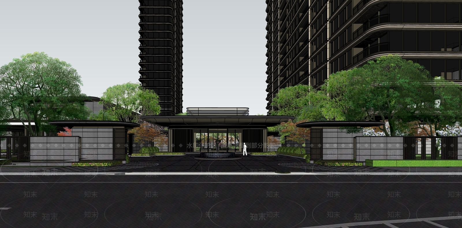 现代轻奢小区建筑SU模型下载【ID:1186903862】