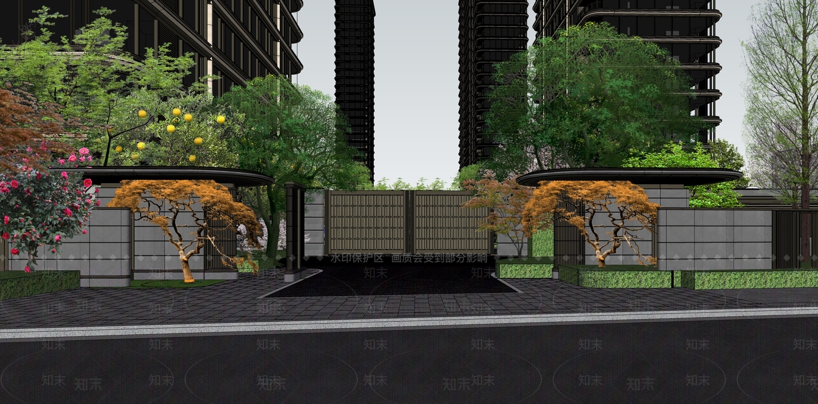 现代轻奢小区建筑SU模型下载【ID:1186903862】