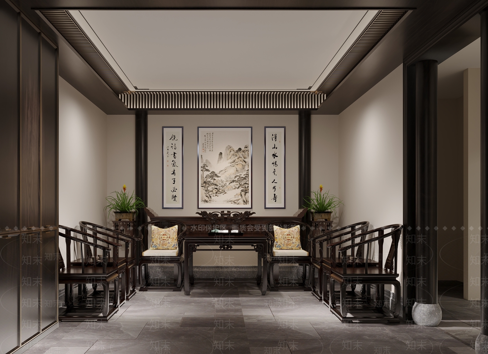 新中式佛堂3D模型下载【ID:1186902816】