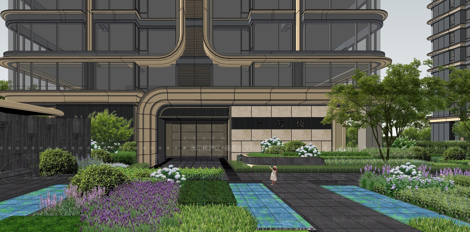 现代轻奢小区建筑SU模型下载【ID:1186906944】