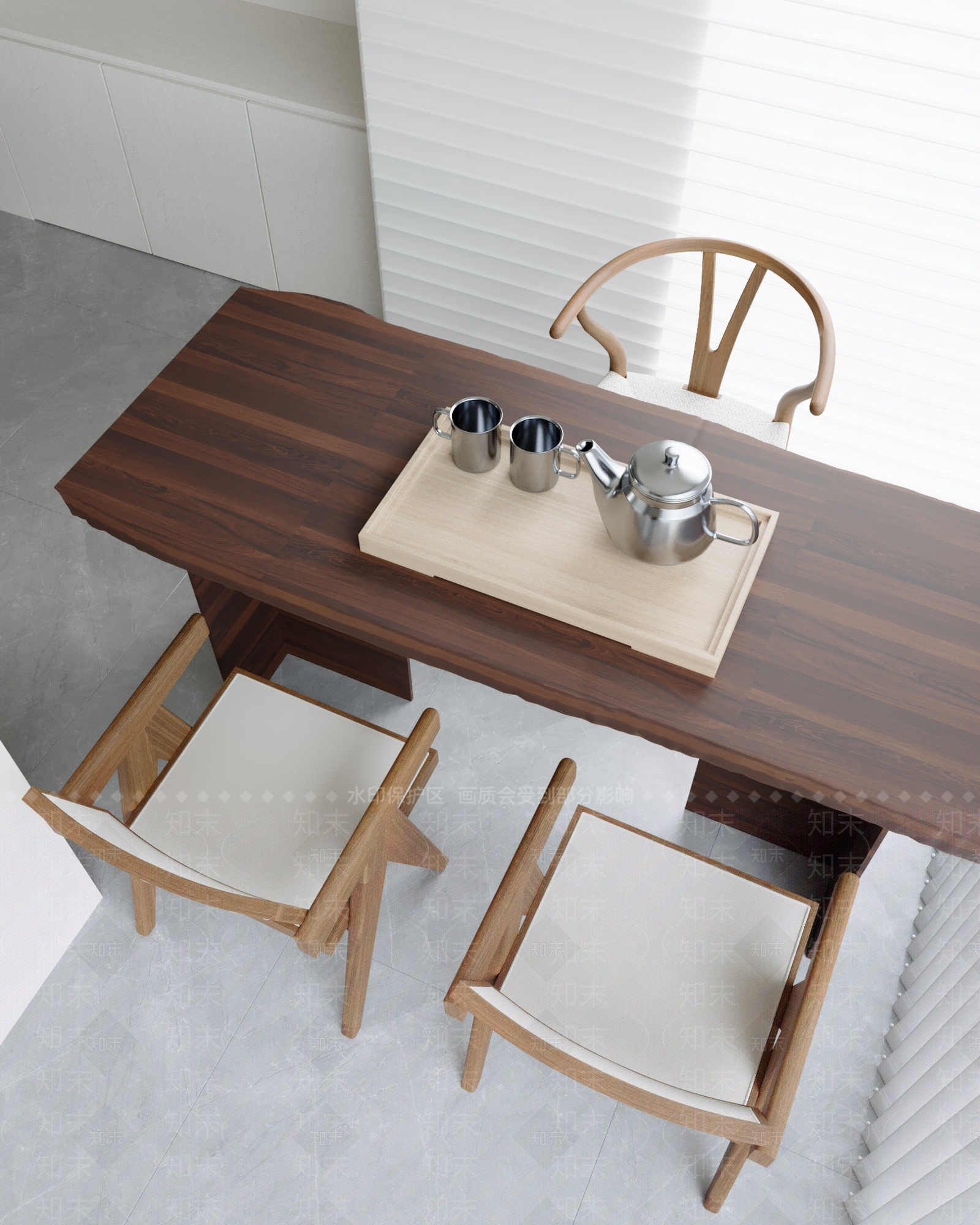现代新中式茶桌椅3D模型下载【ID:1186907366】