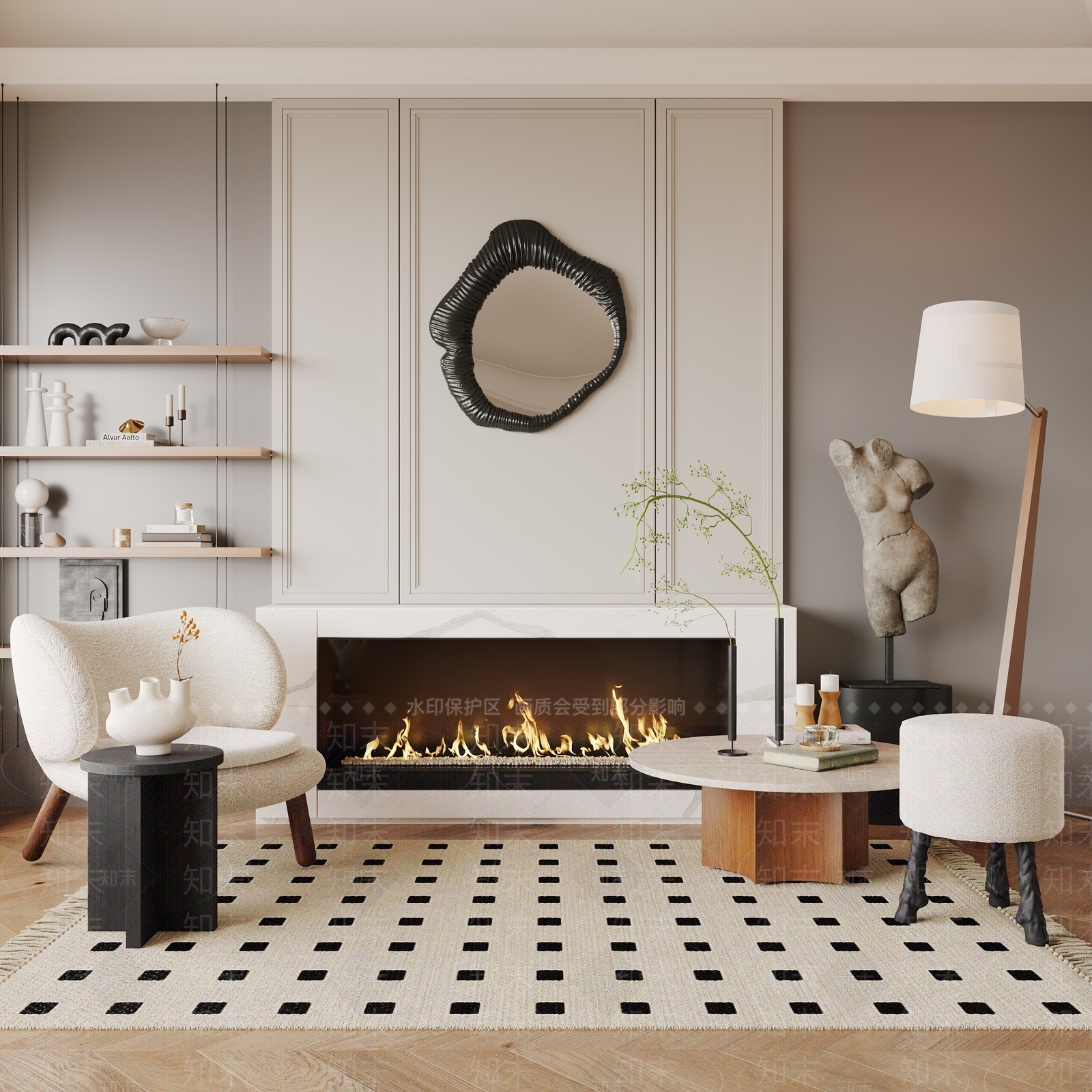 法式现代壁炉3D模型下载【ID:1186907268】