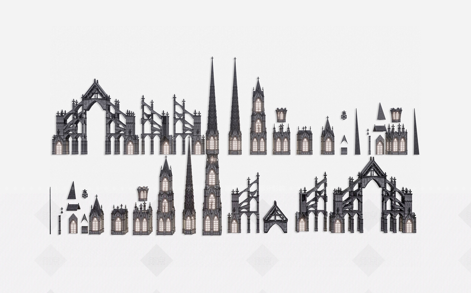 欧式简欧艺术风格建筑3D模型下载【ID:1186908386】