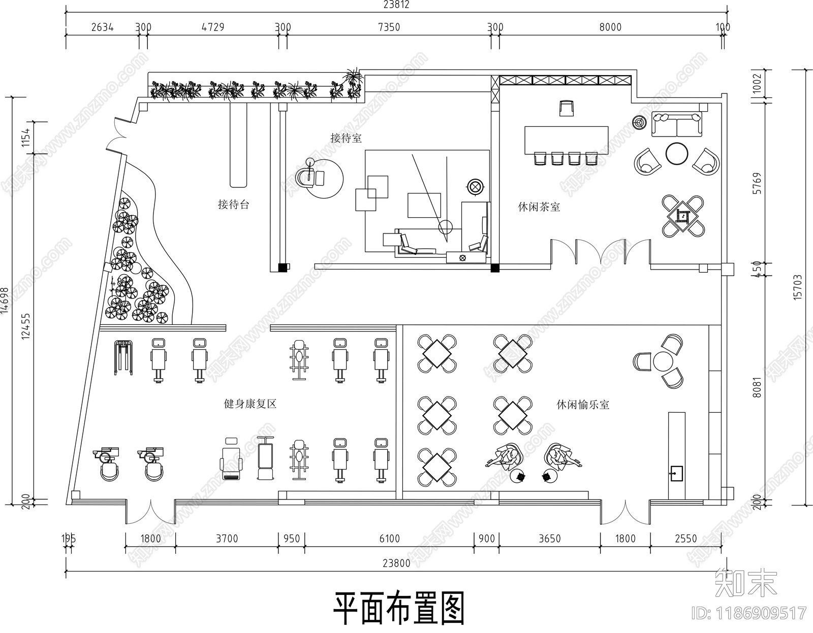 现代其他休闲娱乐空间cad施工图下载【ID:1186909517】