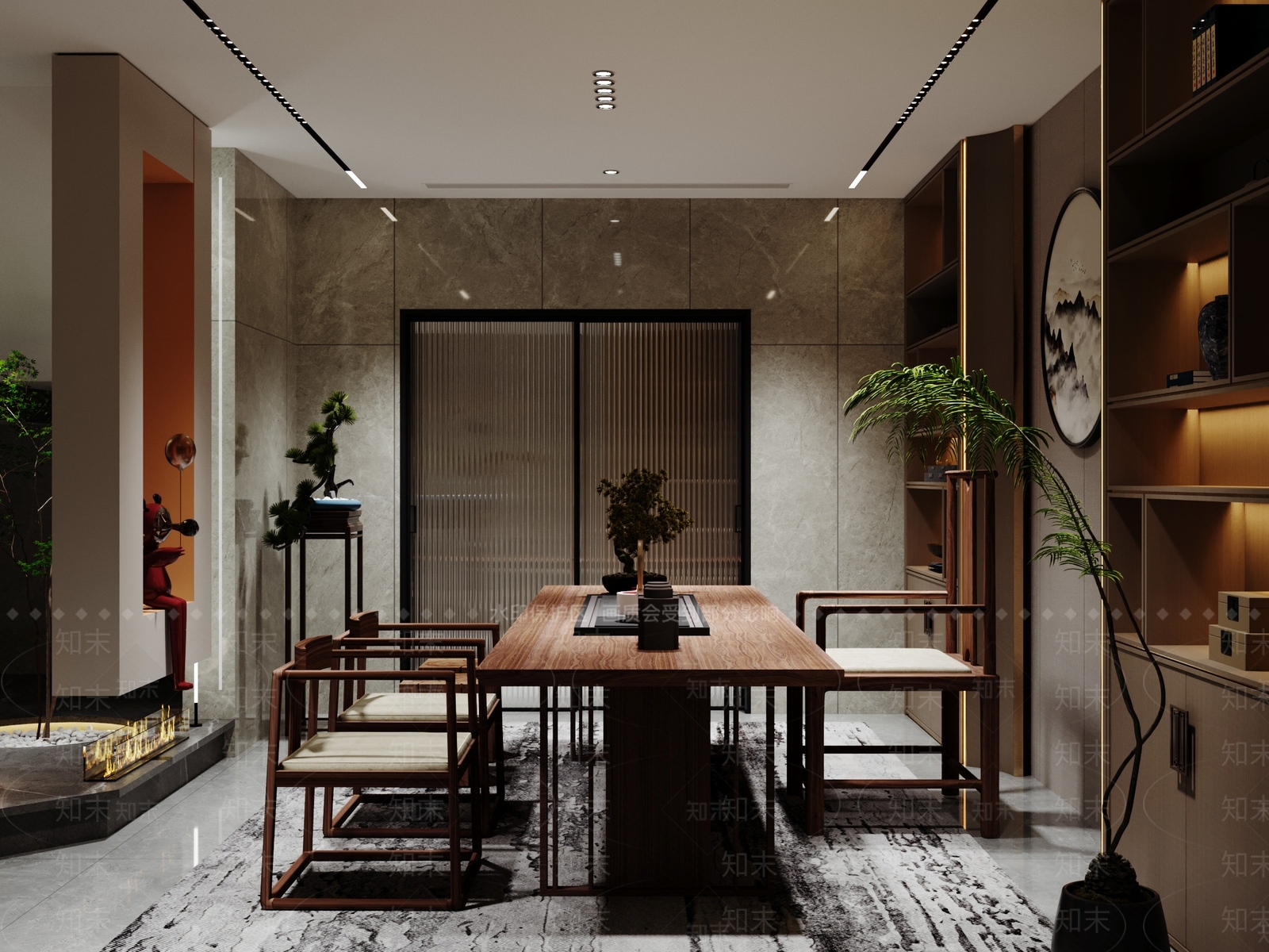 新中式茶室3D模型下载【ID:1186910657】