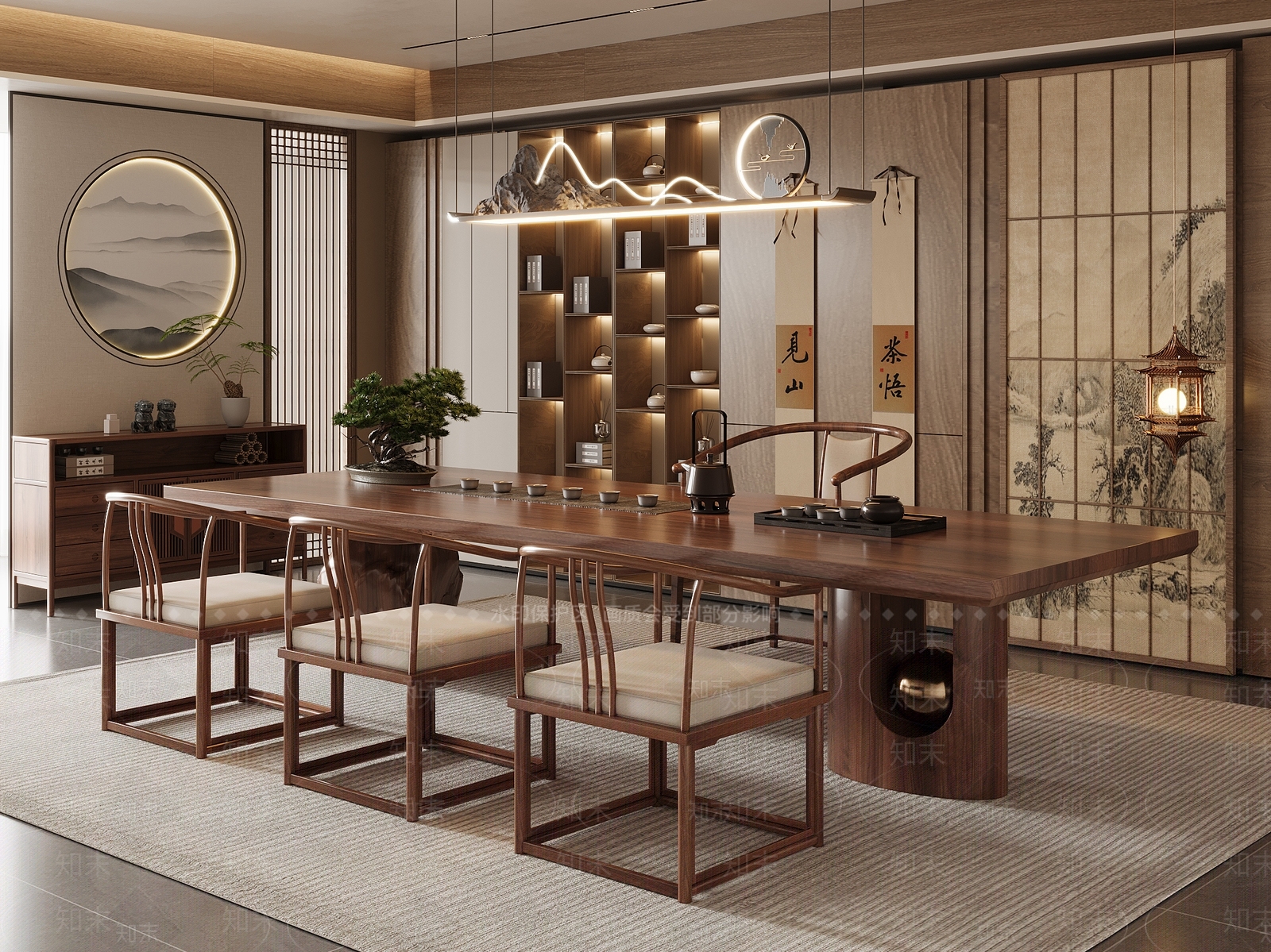 新中式中式茶室SU模型下载【ID:1186911732】