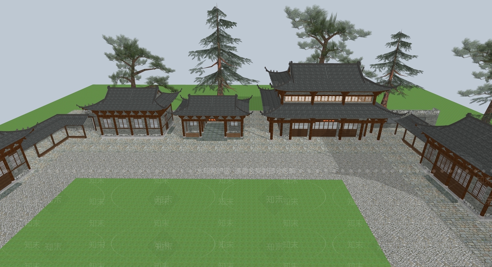 中式古建筑SU模型下载【ID:1186921125】
