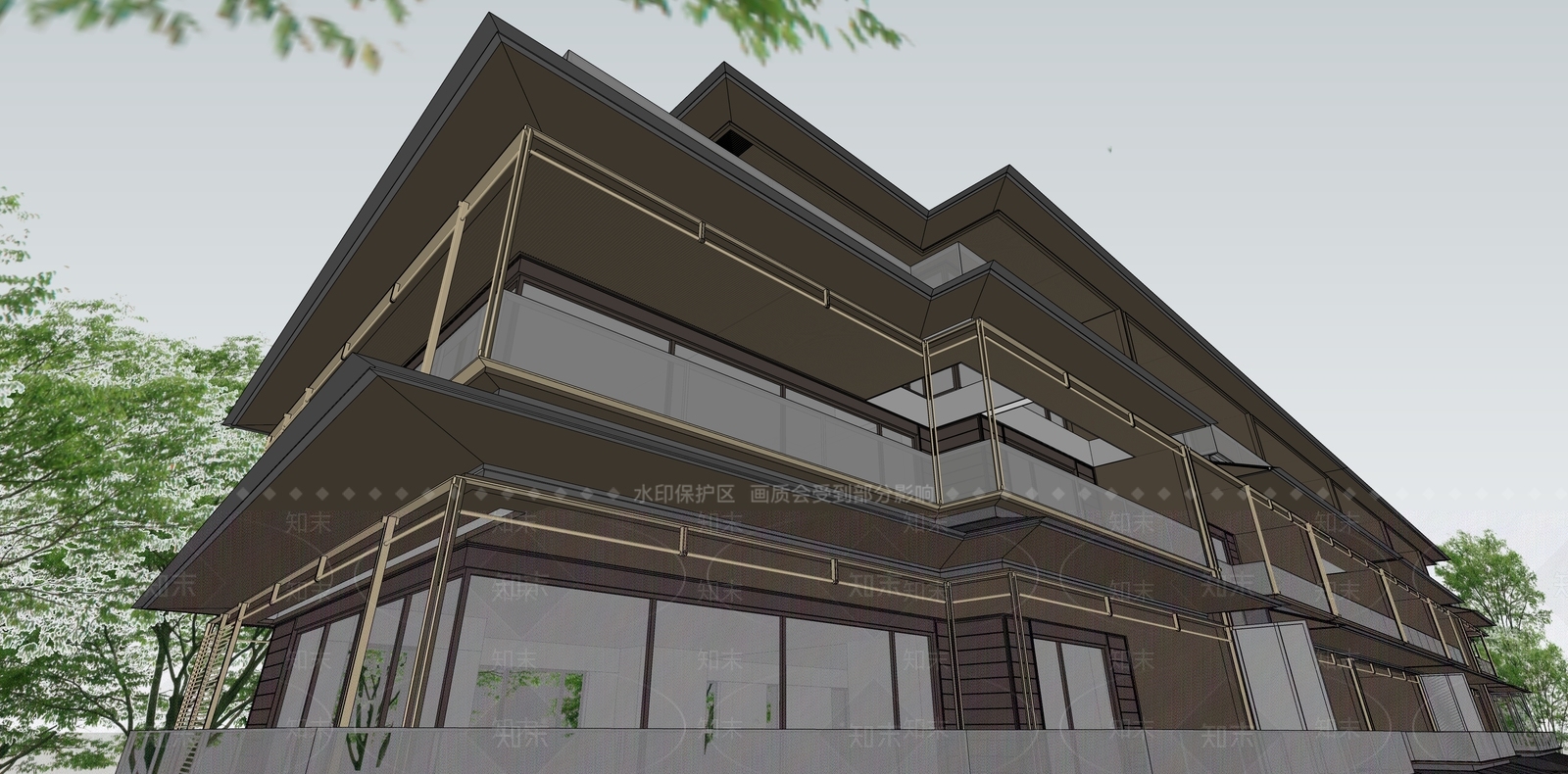 现代新中式多层住宅SU模型下载【ID:1186932439】