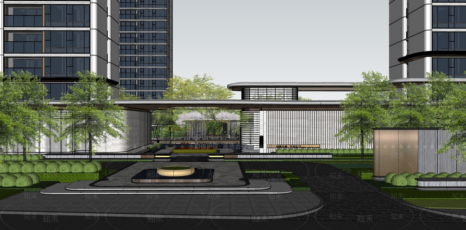 现代售楼处建筑SU模型精品下载_SketchUp模型_知末网