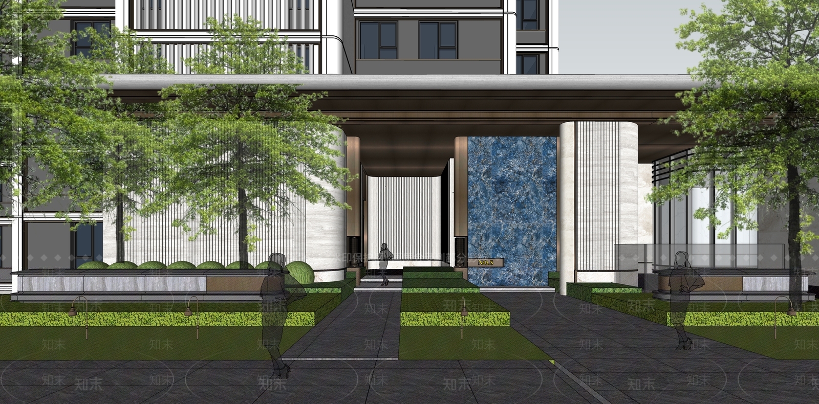 轻奢现代小区建筑SU模型下载【ID:1186932651】