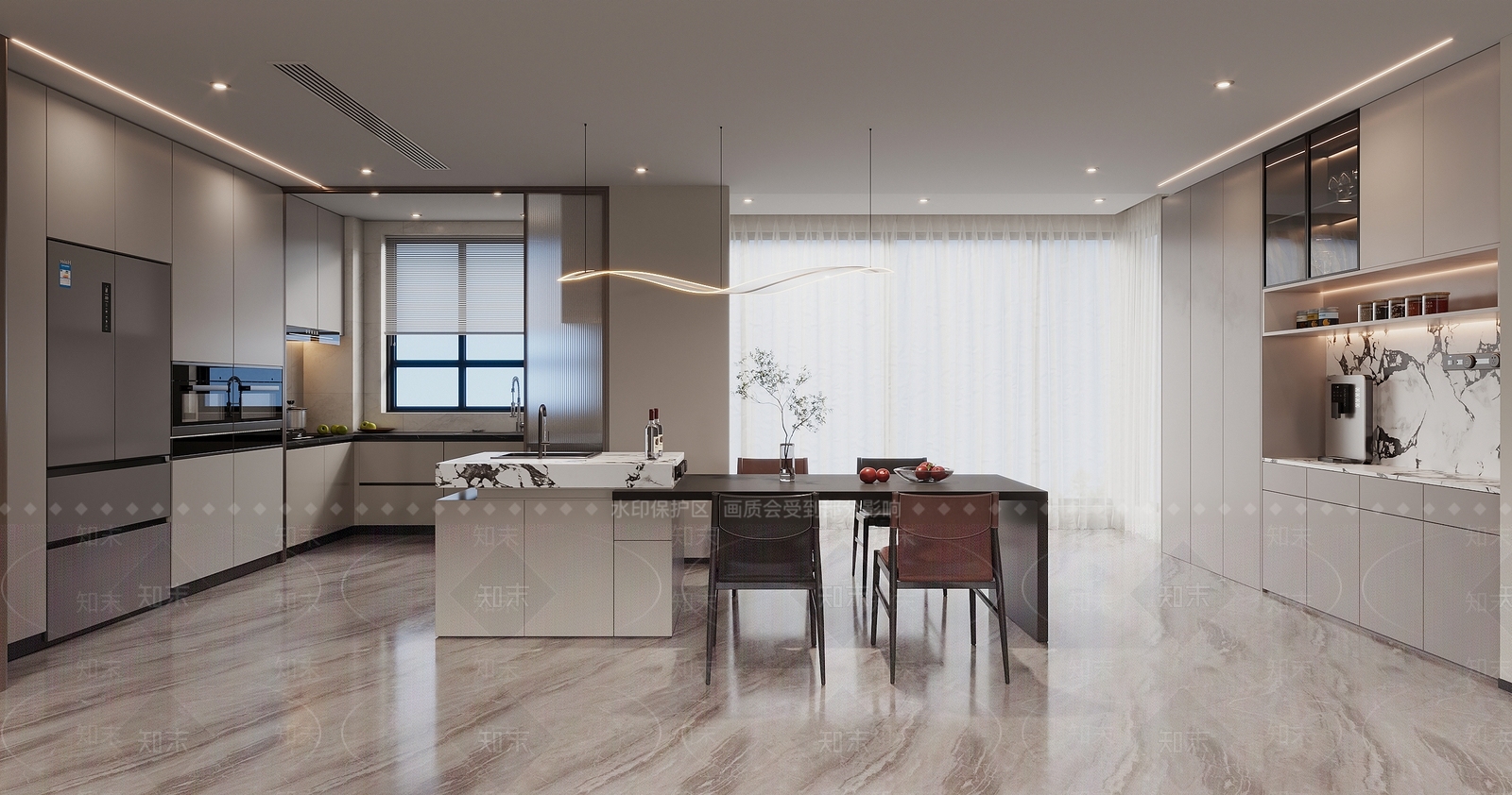 岛台一体餐桌岛台3D模型下载【ID:1227518849】