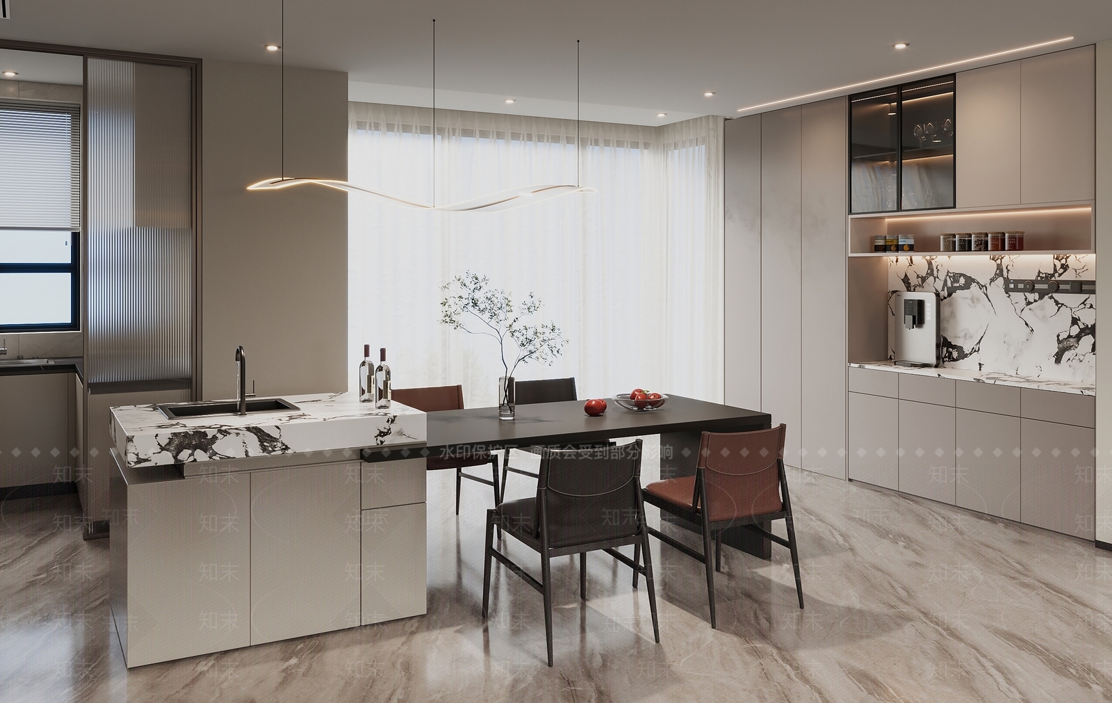 岛台一体餐桌岛台3D模型下载【ID:1227518849】