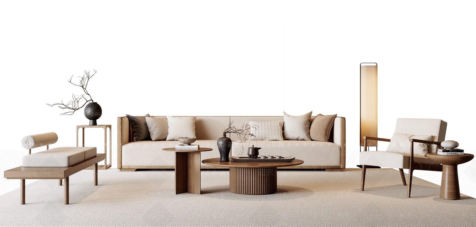 新中式中式沙发组合SU模型下载【ID:1186939701】