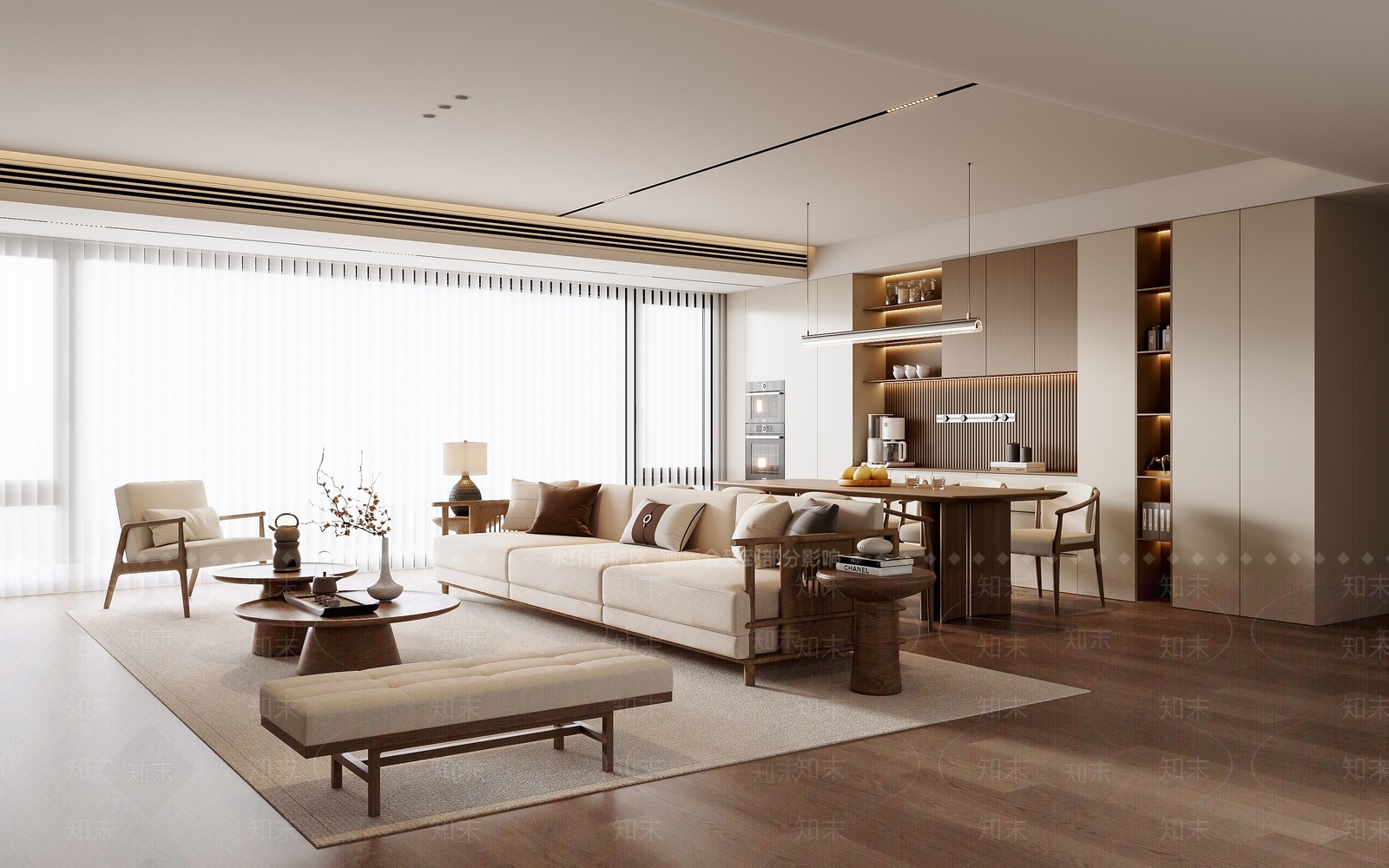 新中式中式客餐厅3D模型下载【ID:1186940352】