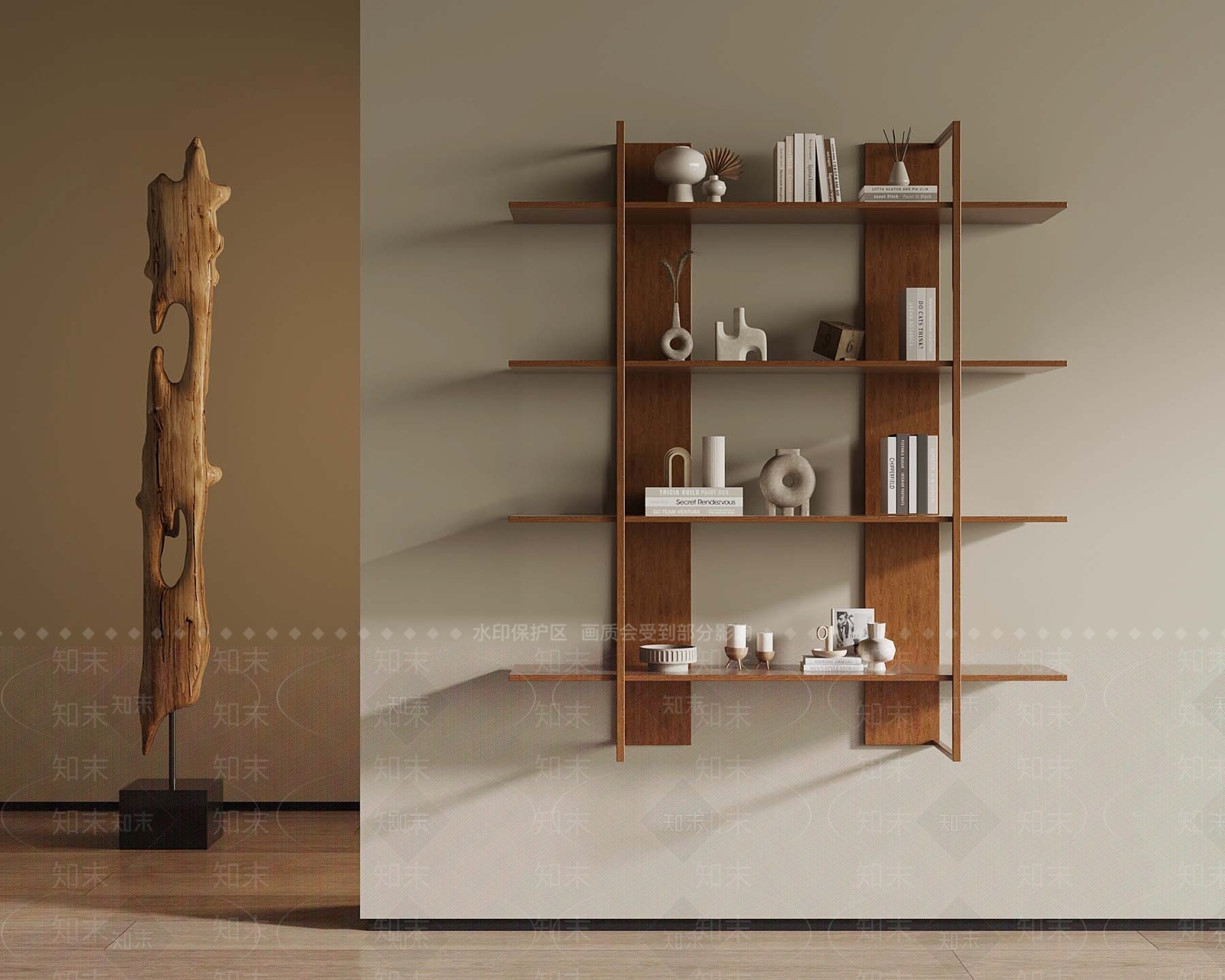 侘寂中古书架3D模型下载【ID:1186941375】