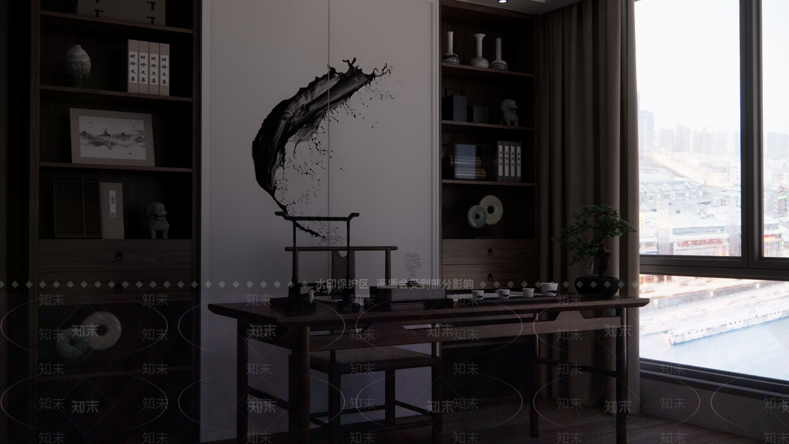 现代书房SU模型下载【ID:1186945182】