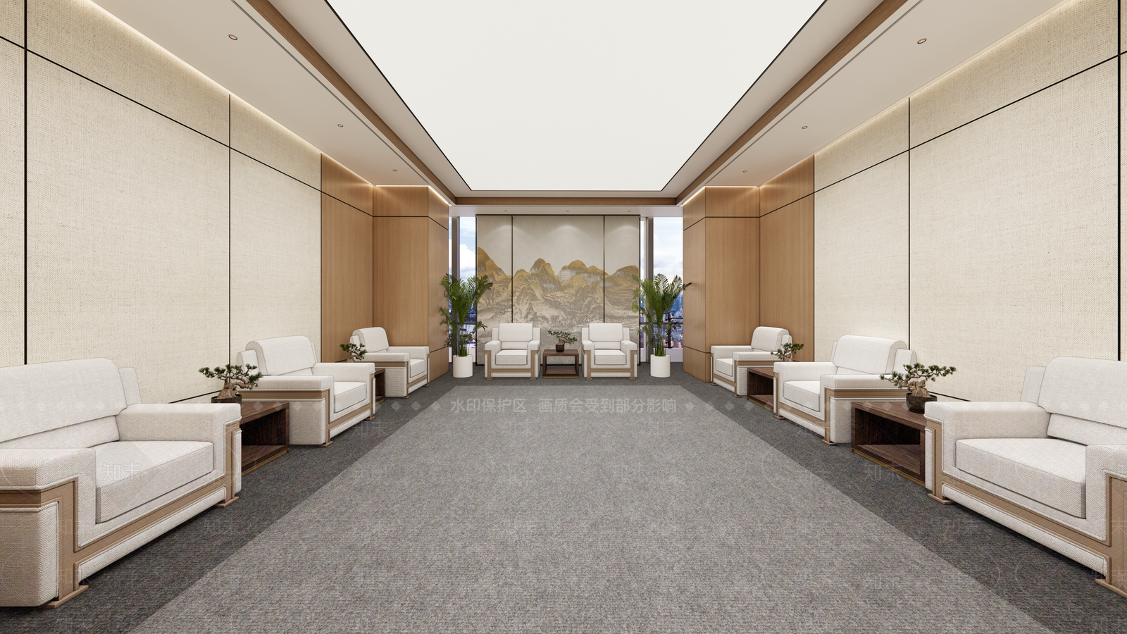 现代新中式其他办公区域SU模型下载【ID:1186946606】