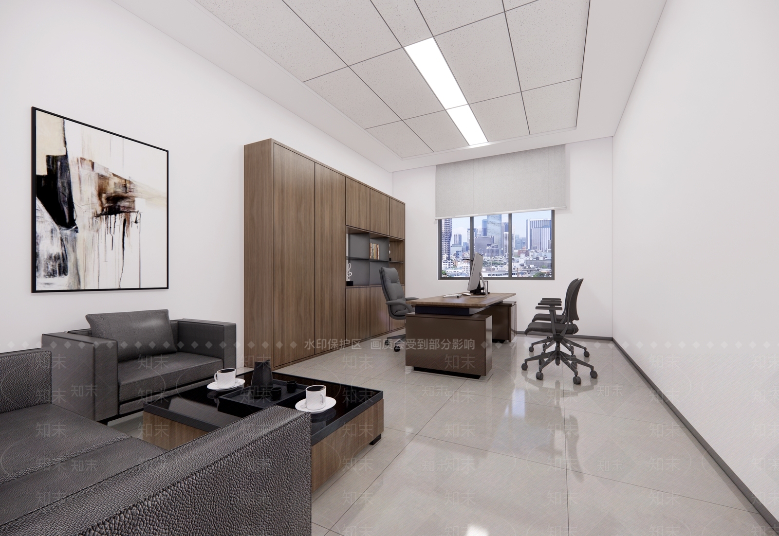 现代简约办公室SU模型下载【ID:1186948620】