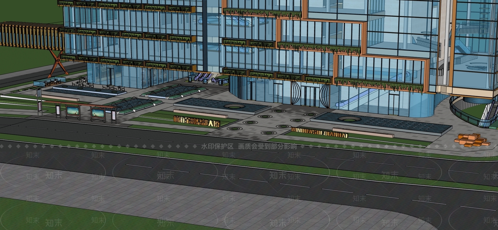现代办公景观SU模型下载【ID:1186950432】