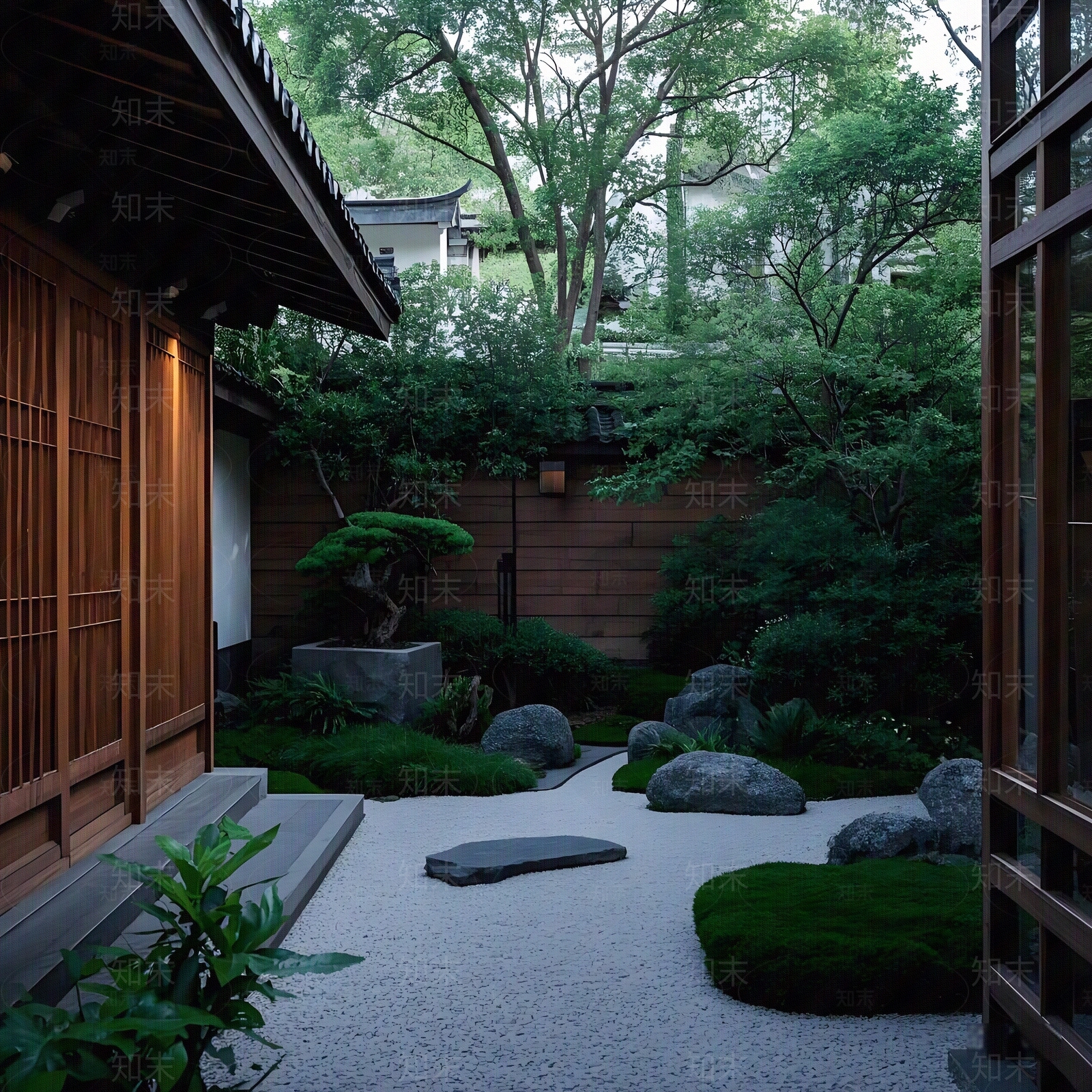 中式禅意小区外景贴图下载【ID:1186950724】