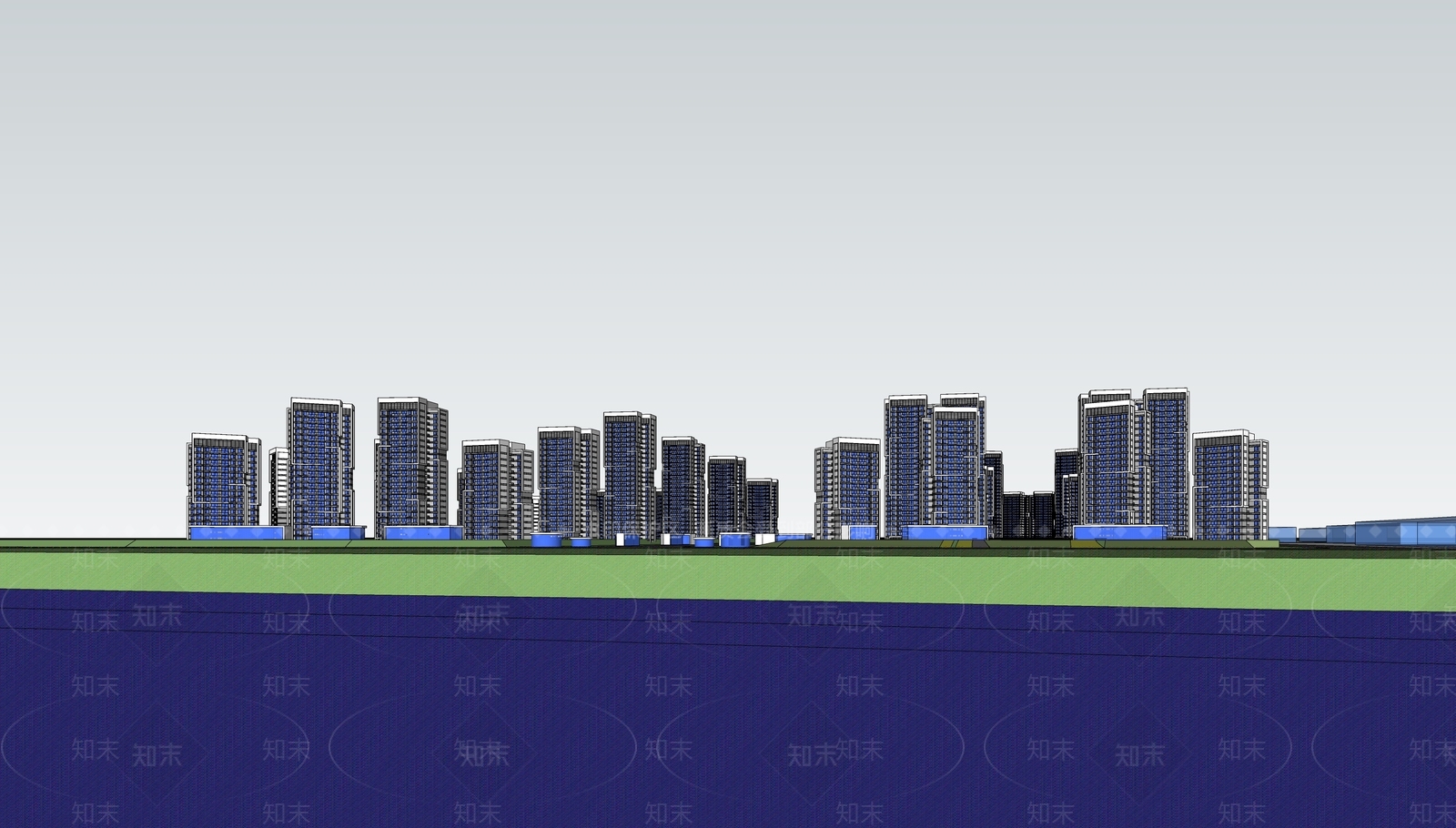 现代高层住宅SU模型下载【ID:1186952742】