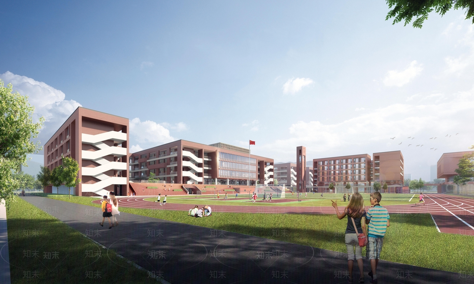 现代简约学校建筑SU模型下载【ID:1186955745】