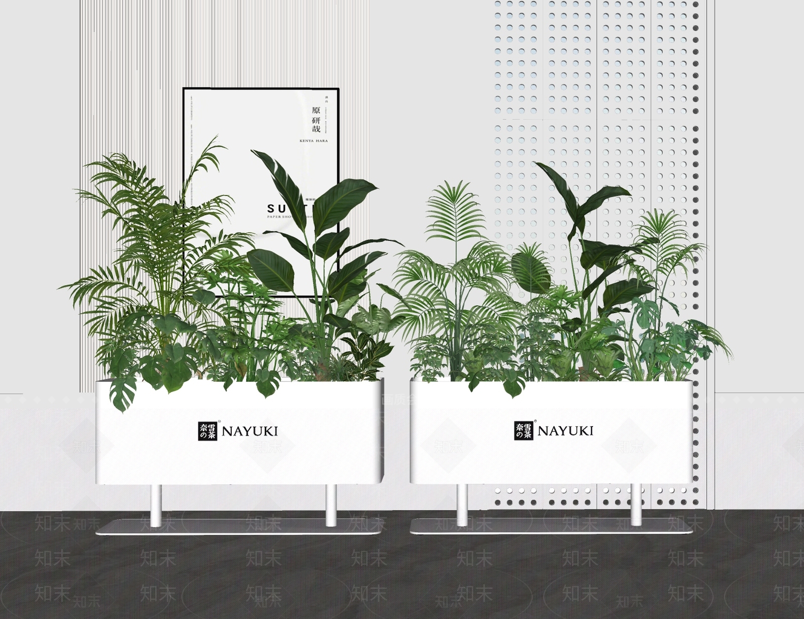 现代植物组合SU模型草图