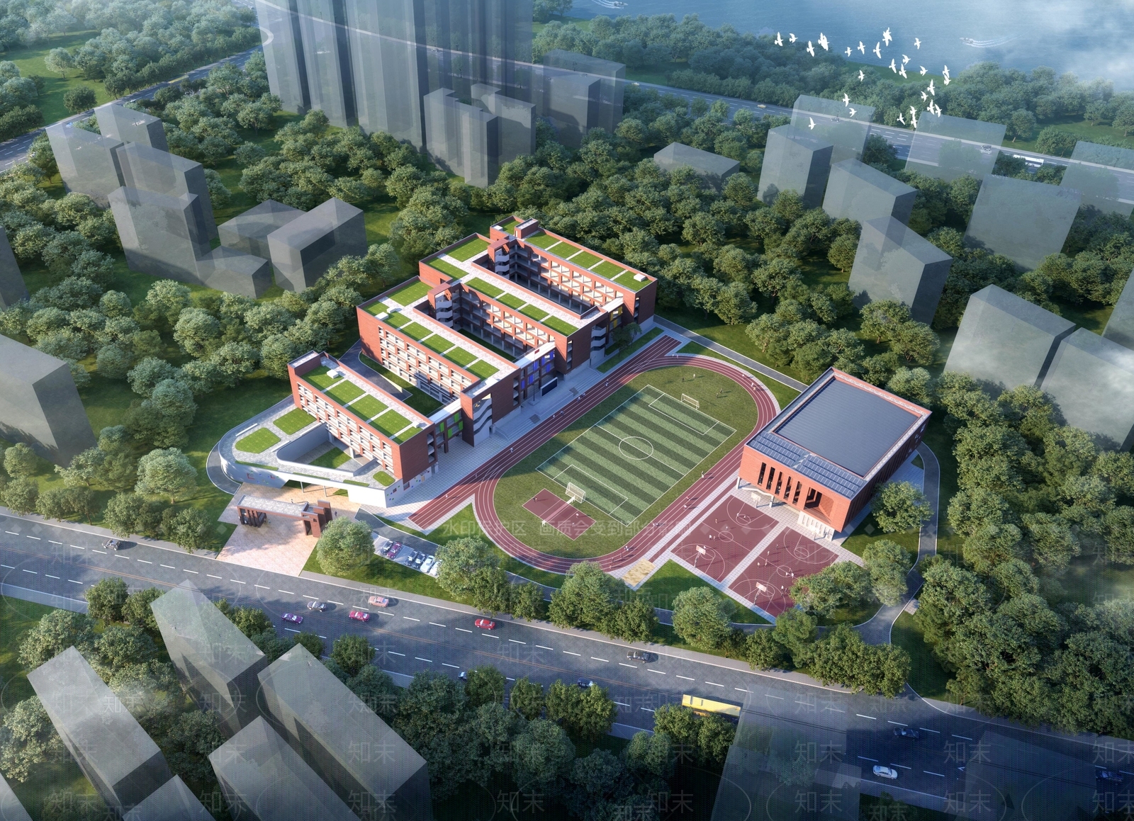 现代简约学校建筑SU模型下载【ID:1186959297】