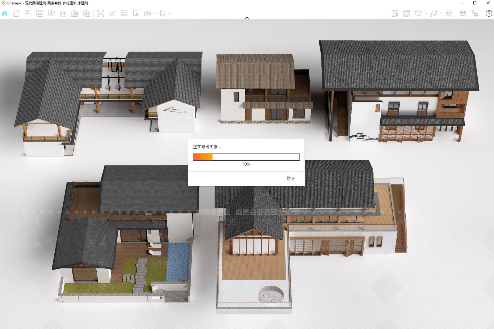 现代民宿建筑SU模型下载【ID:1186960157】