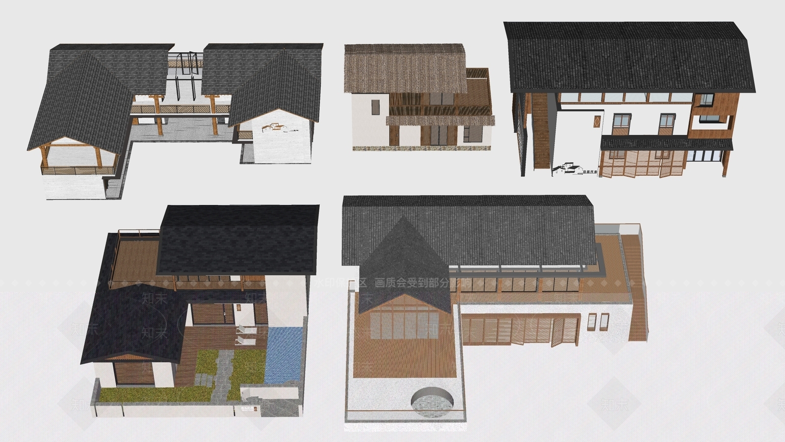 现代民宿建筑SU模型下载【ID:1186960157】