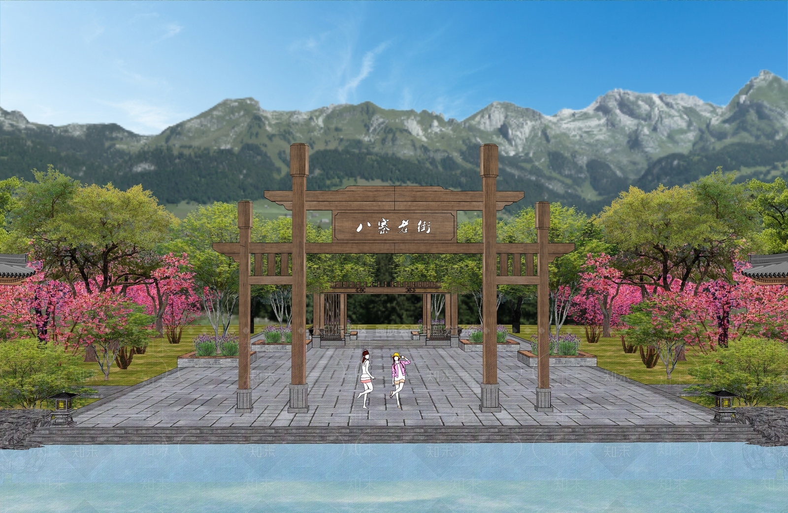 现代新中式牌坊牌楼SU模型下载【ID:1186960384】