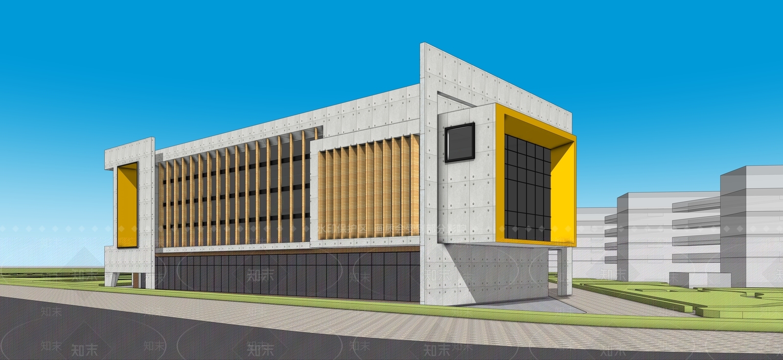 现代学校建筑SU模型下载【ID:1186960511】