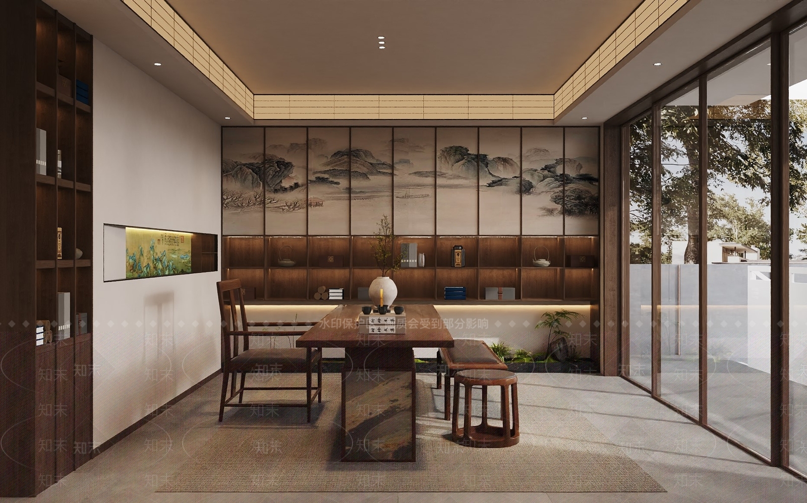 新中式茶室SU模型下载【ID:1186962463】