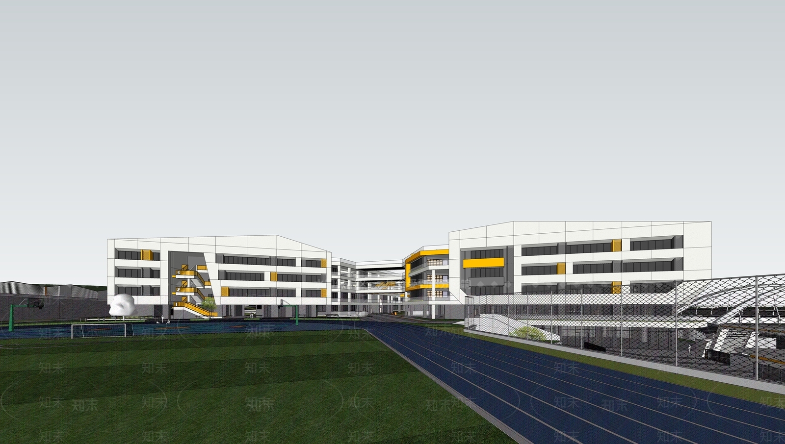 现代学校建筑SU模型下载【ID:1186965835】