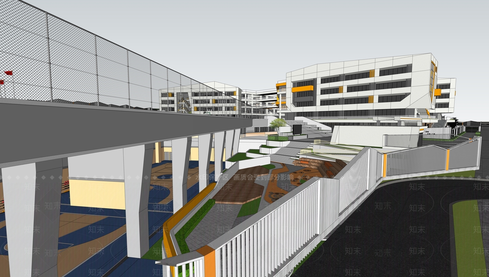 现代学校建筑SU模型下载【ID:1186965835】