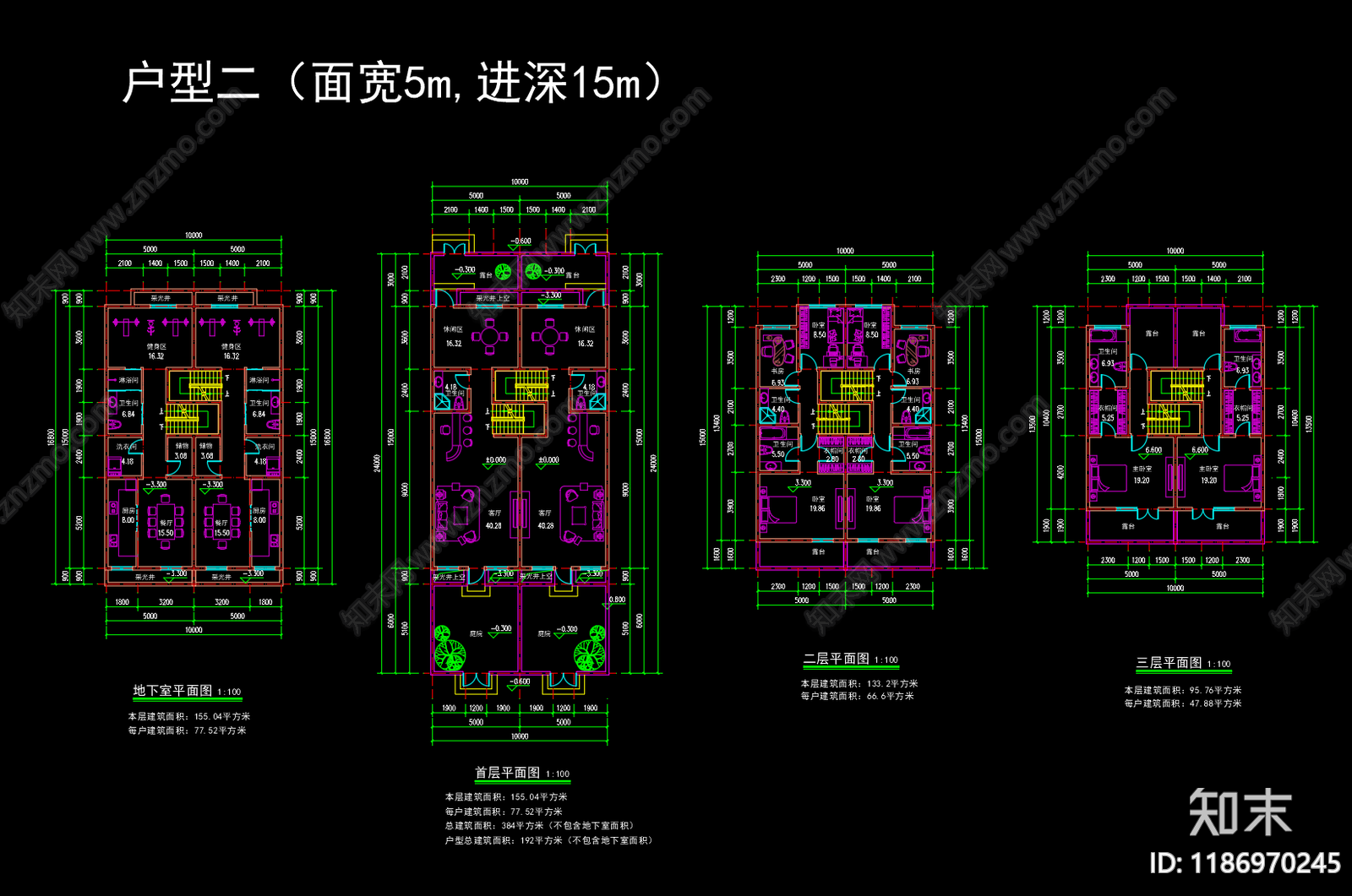 新中式中式别墅建筑施工图下载【ID:1186970245】