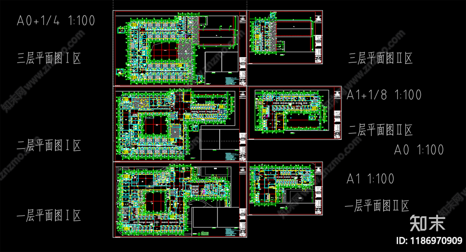 现代医院建筑cad施工图下载【ID:1186970909】