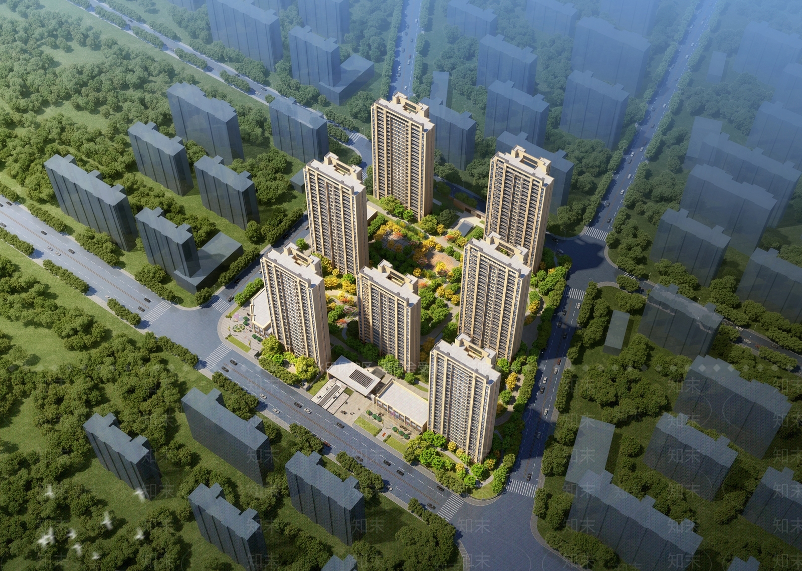 现代高层住宅SU模型下载【ID:1186972730】