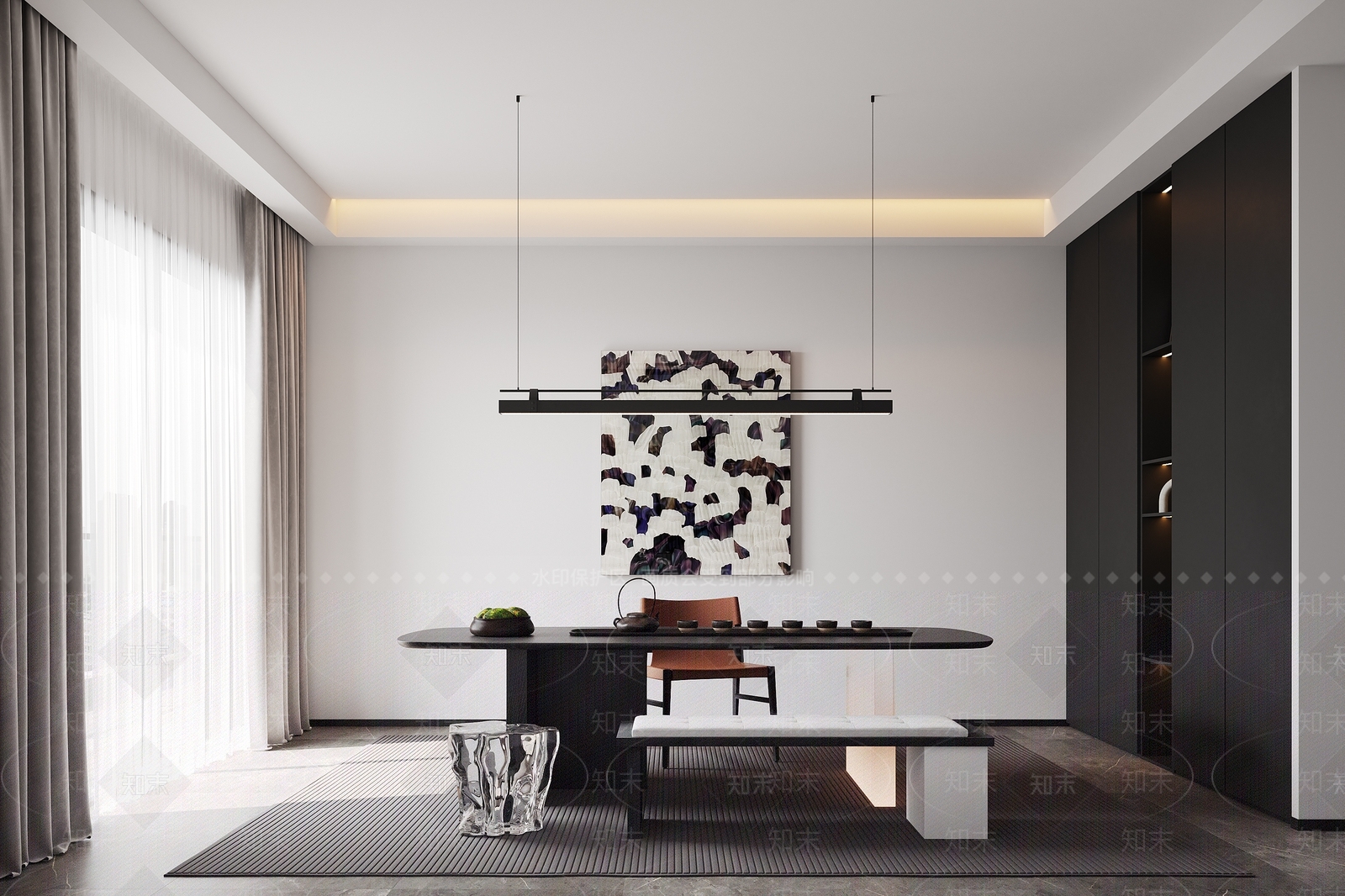 现代简欧书房3D模型下载【ID:1186976304】