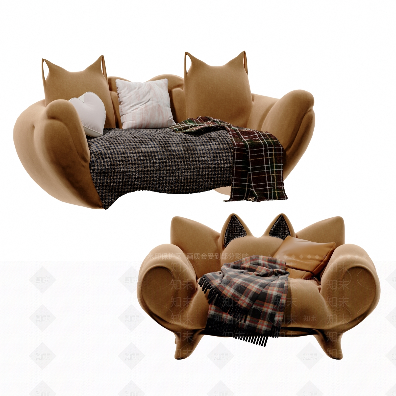 现代美式沙发组合3D模型下载【ID:1186980248】