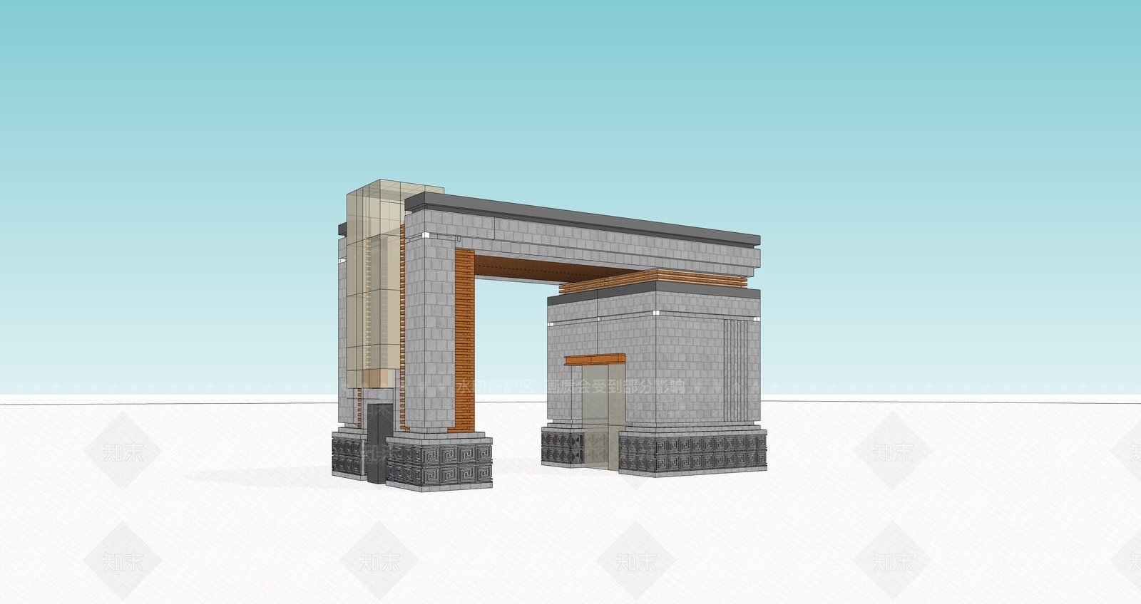 现代新中式小公建SU模型下载【ID:1186983265】