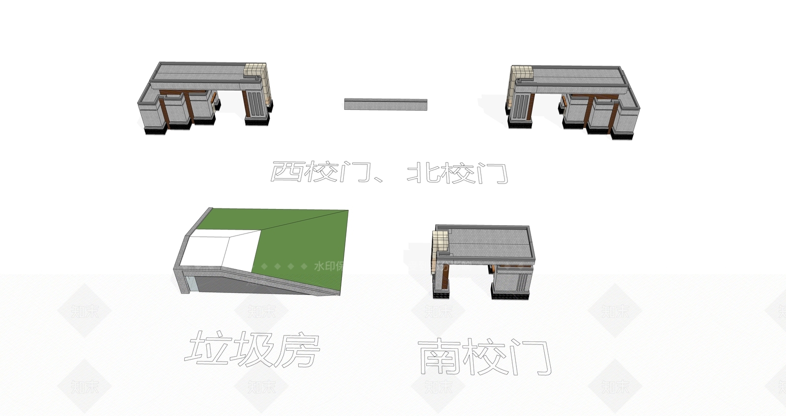 现代新中式小公建SU模型下载【ID:1186983265】