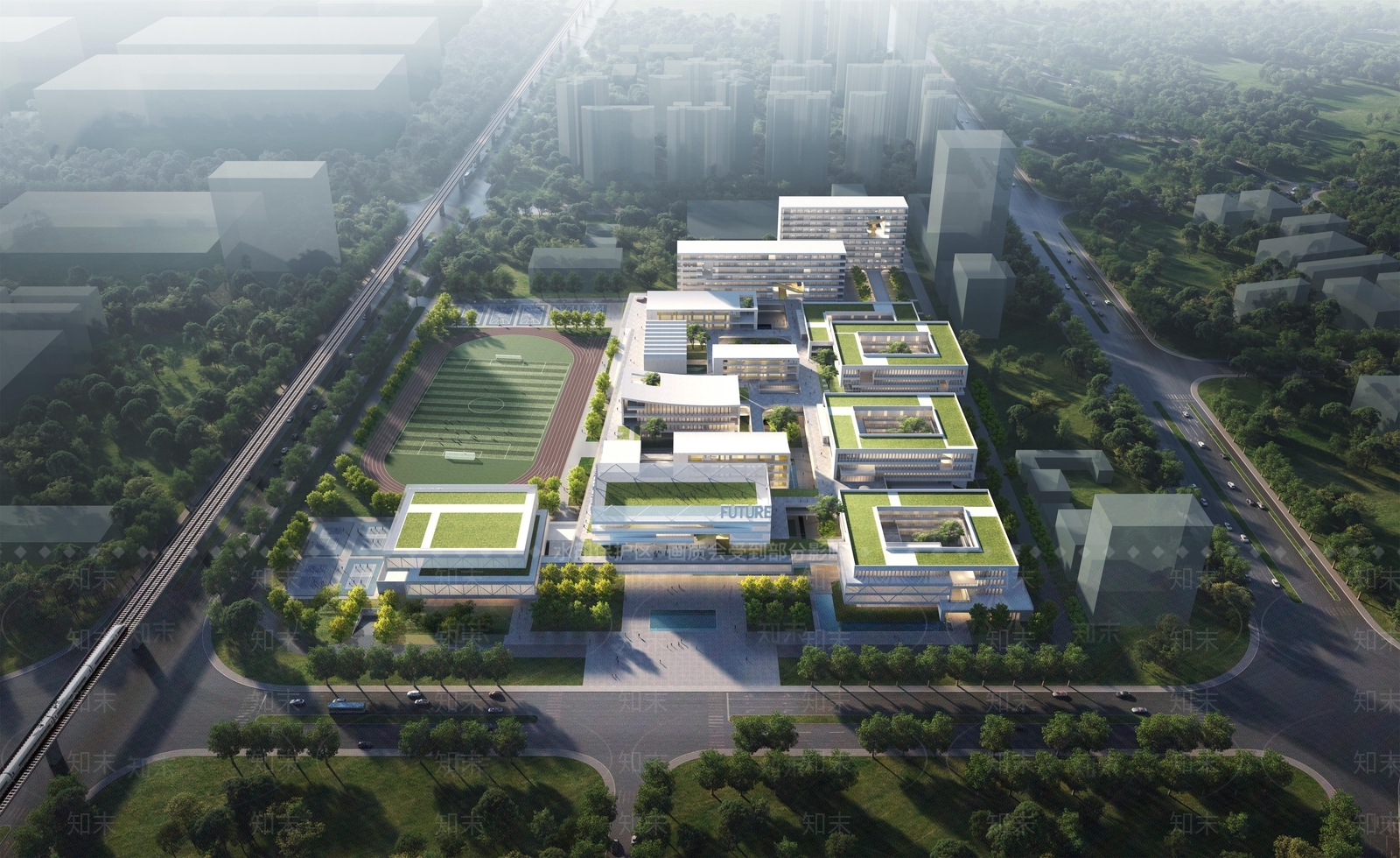 现代新中式学校建筑SU模型下载【ID:1186983699】